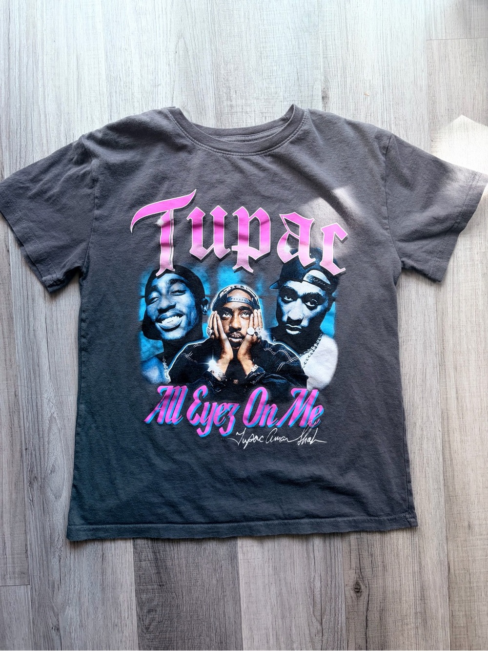Graphic Tee - Charcoal Gray "All Eyez On Me"